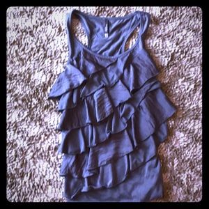 Grey Charlotte Russe razor back ruffle tank